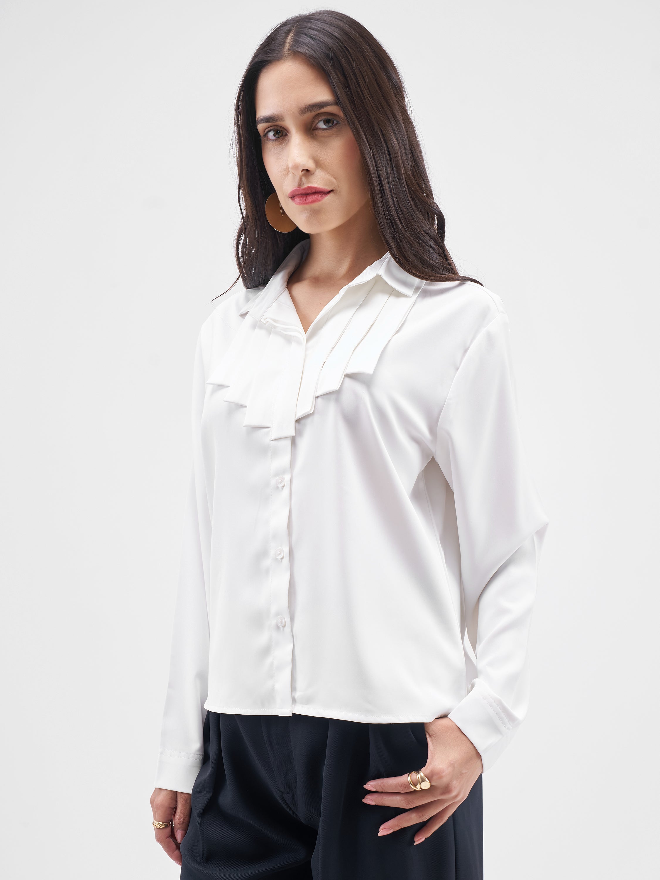 Chic By Tokyo Talkies Women White Solid Casual Shirt - White - Image 4
