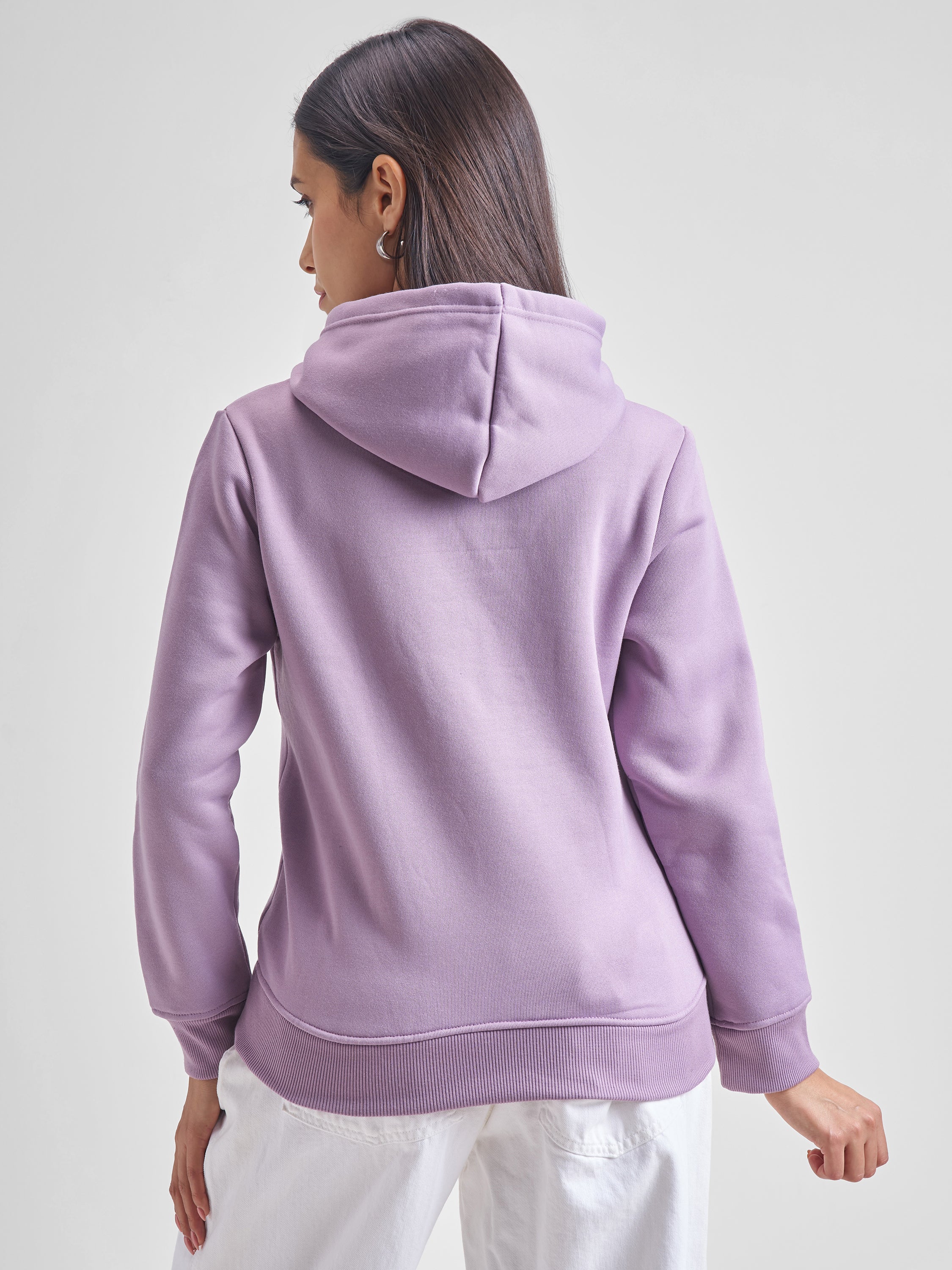 Tokyo Talkies Women Purple Hoodie Pullover Sweatshirt - Purple - Image 3