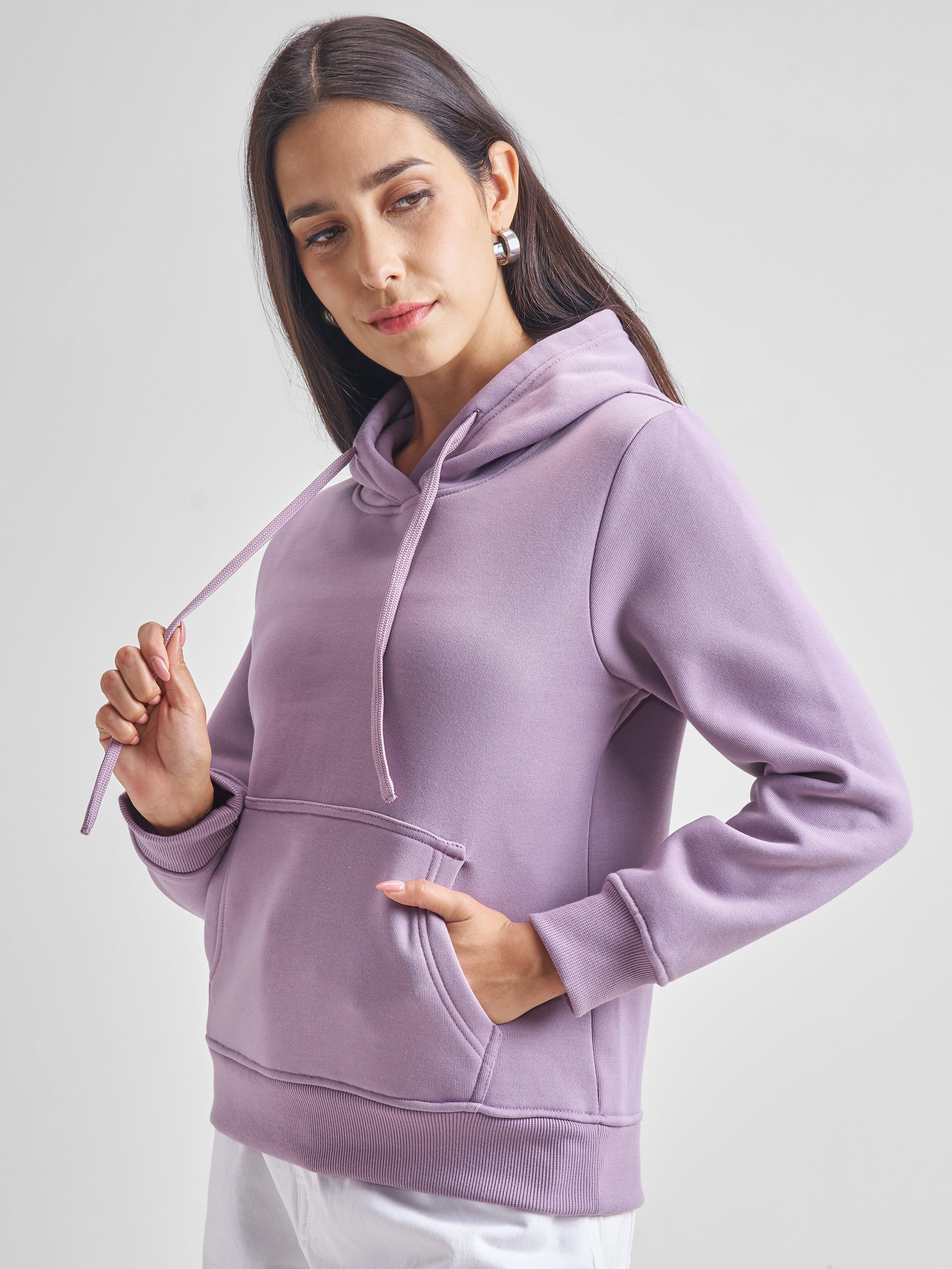 Tokyo Talkies Women Purple Hoodie Pullover Sweatshirt - Purple - Image 4