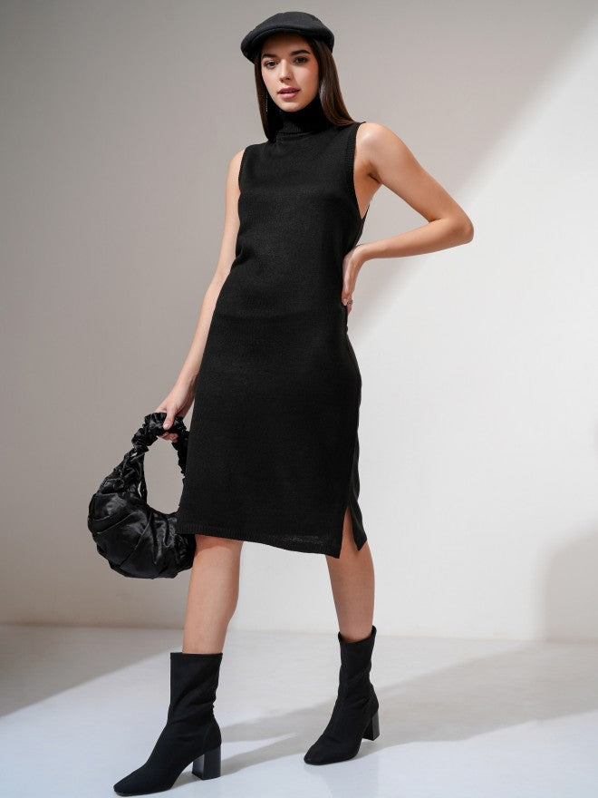 Tokyo Talkies Women Black Solid Sheath Dress - Black - Image 1