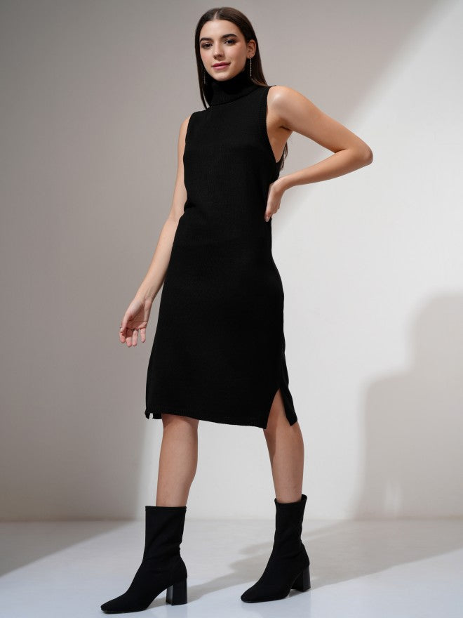 Tokyo Talkies Women Black Solid Sheath Dress - Black - Image 3