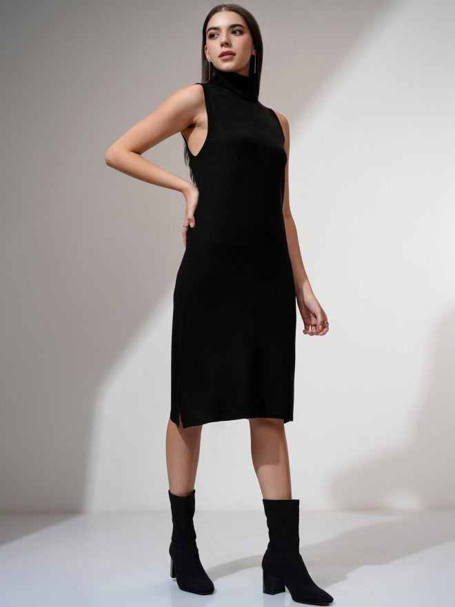 Tokyo Talkies Women Black Solid Sheath Dress - Black - Image 5