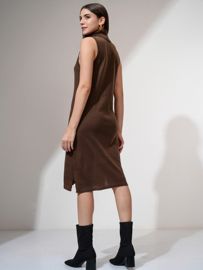 Tokyo Talkies Women Brown Solid Sheath Dress - Brown - Image 2