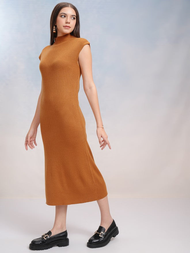 Tokyo Talkies Women Orange Solid Sheath Dress - Orange - Image 2