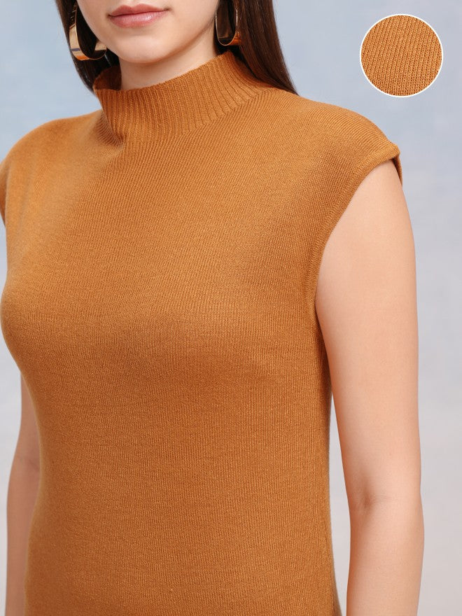 Tokyo Talkies Women Orange Solid Sheath Dress - Orange - Image 5