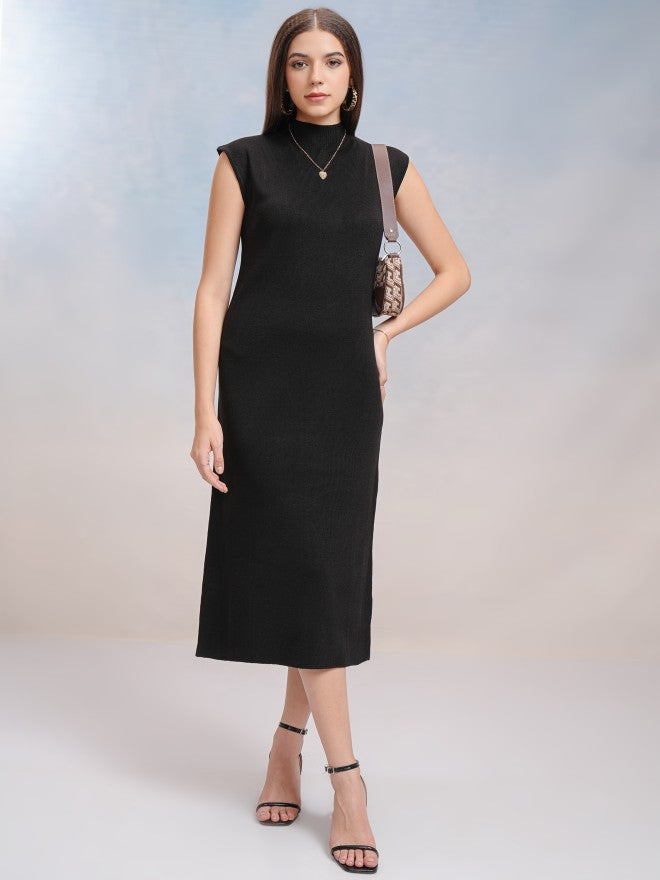 Tokyo Talkies Women Black Solid Sheath Dress - Black - Image 1