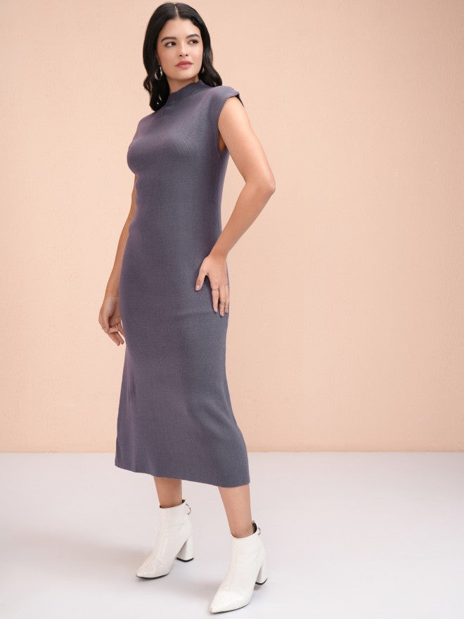 Tokyo Talkies Women Purple Solid Bodycon Dress - Purple - Image 4