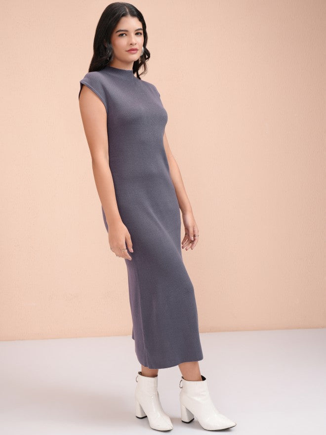 Tokyo Talkies Women Purple Solid Bodycon Dress - Purple - Image 6