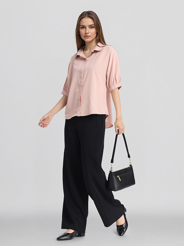 Chic By Tokyo Talkies Women Pink Solid Regular Top - Pink - Image 2