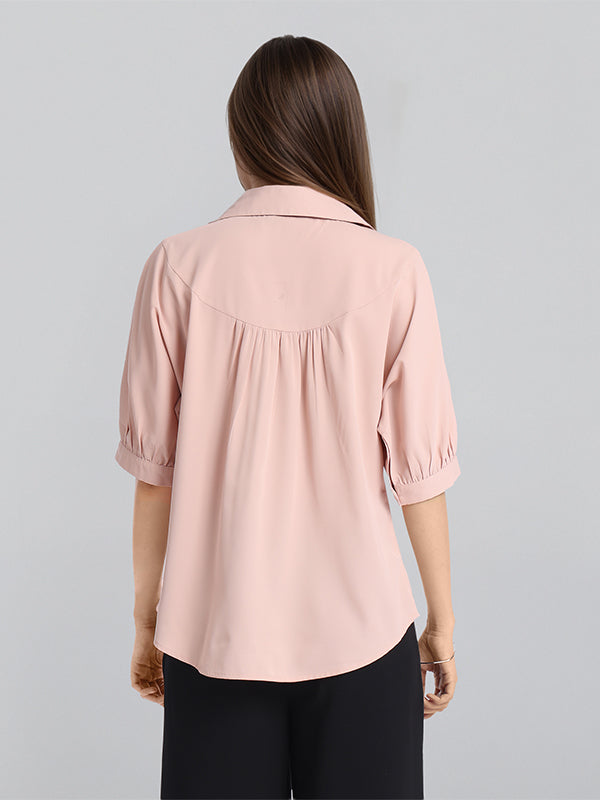 Chic By Tokyo Talkies Women Pink Solid Regular Top - Pink - Image 3