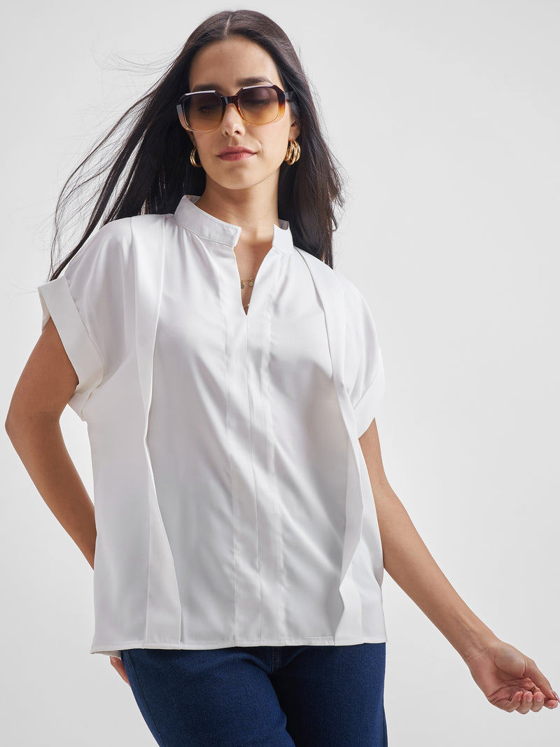 Chic By Tokyo Talkies Women White Solid Regular Tops - White - Image 1
