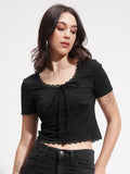 Tokyo Talkies Women Black Solid Regular Top - Black - Image 1