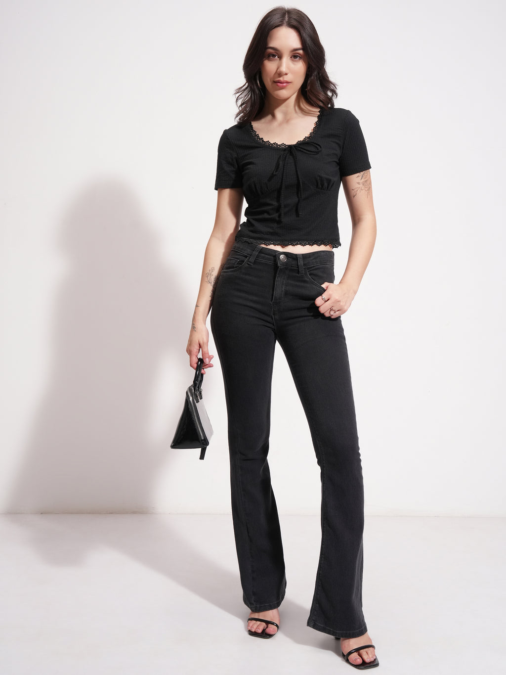 Tokyo Talkies Women Black Solid Regular Top - Black - Image 2