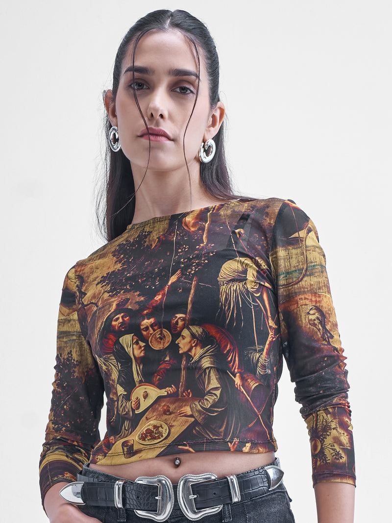 Tokyo Talkies Women Black Printed Shirt Style Top - Black - Image 1