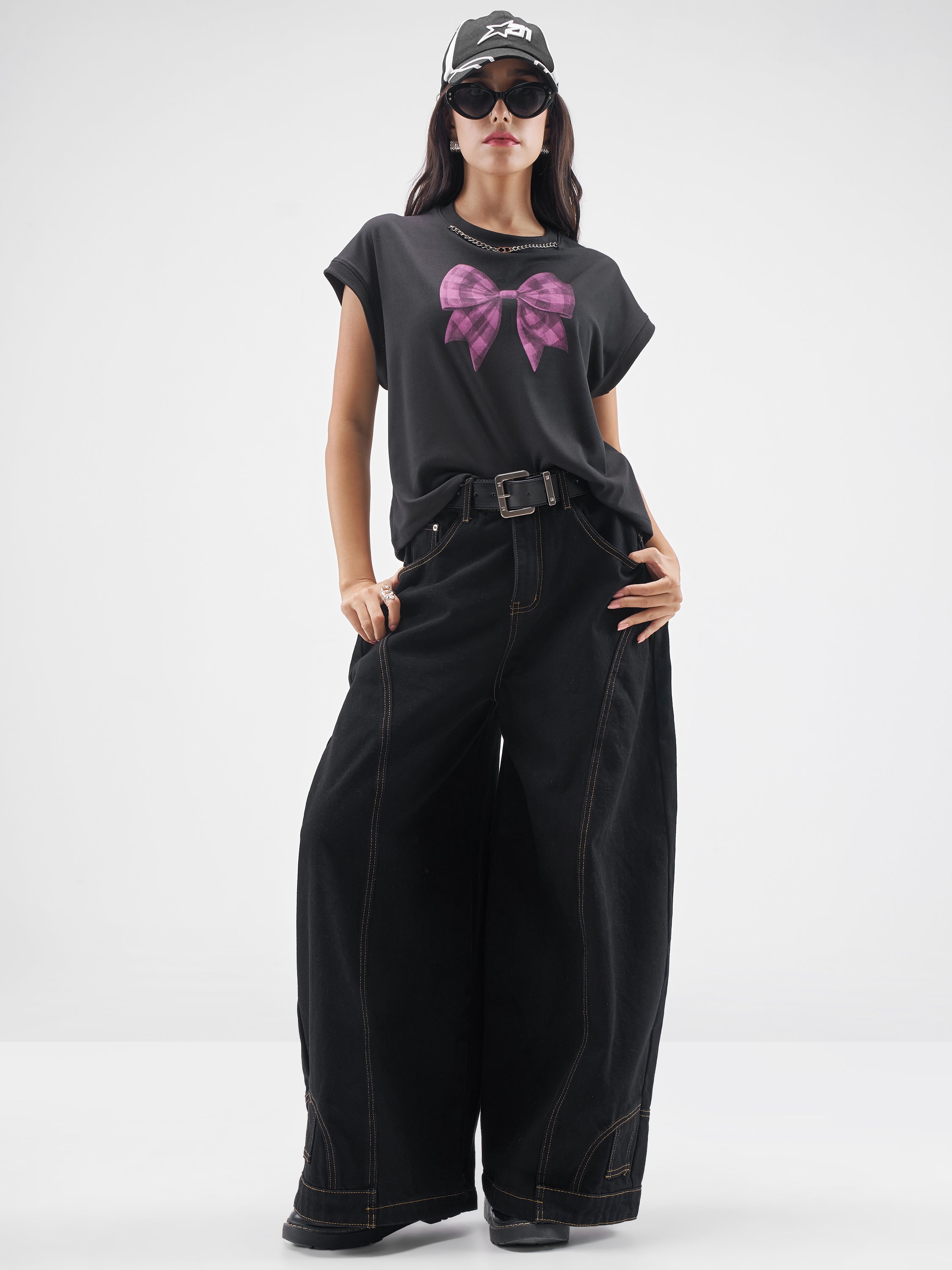 Street By Tokyo Talkies Women Black Printed Round Neck T-Shirt - Black - Image 2