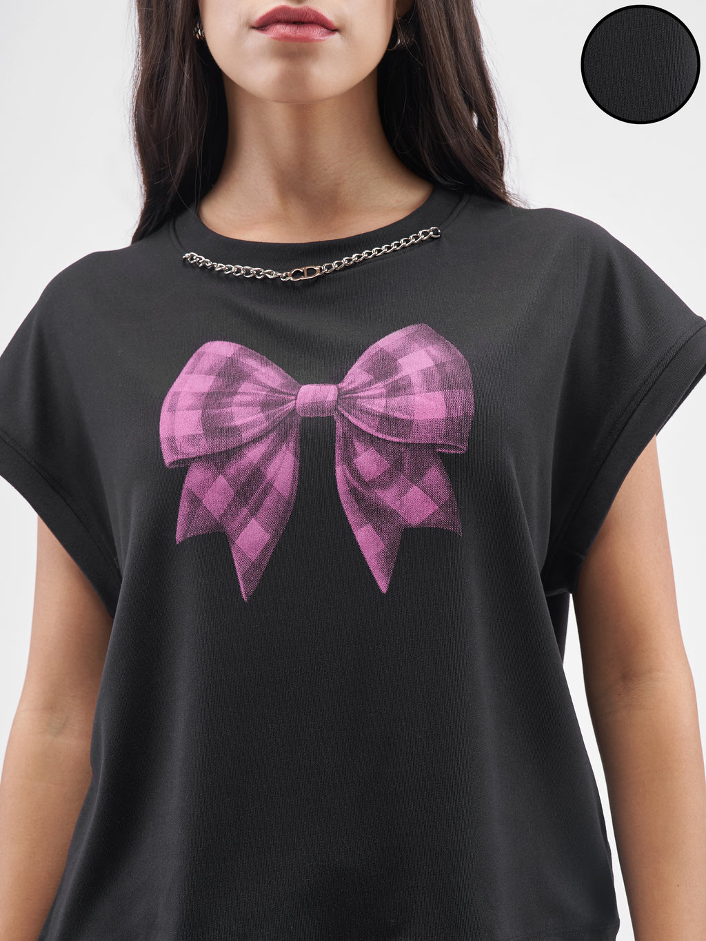 Street By Tokyo Talkies Women Black Printed Round Neck T-Shirt - Black - Image 5