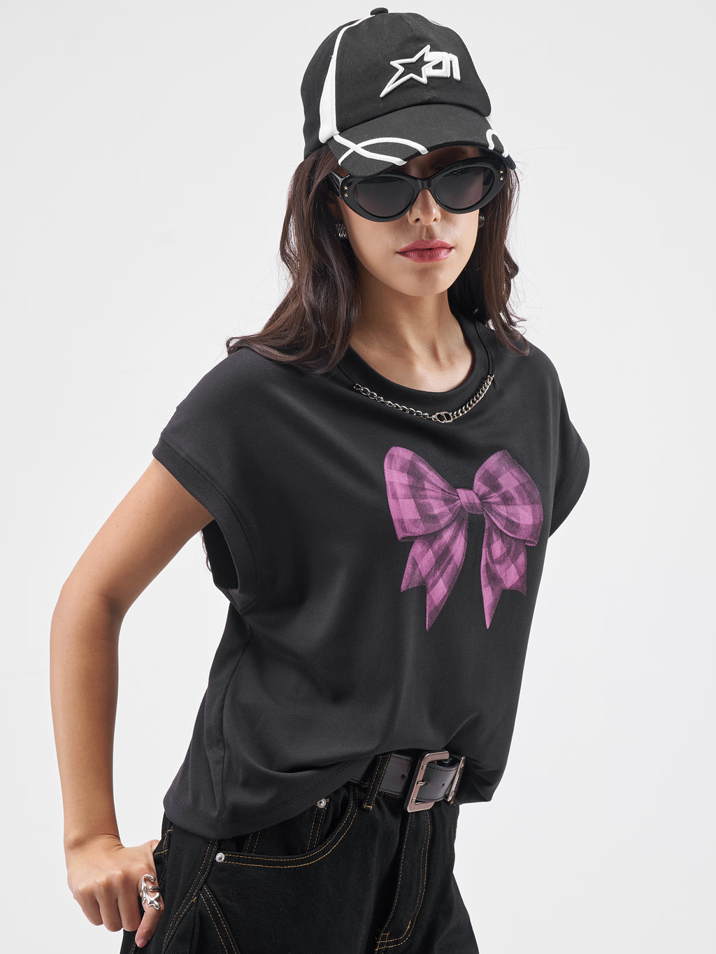 Street By Tokyo Talkies Women Black Printed Round Neck T-Shirt - Black - Image 6