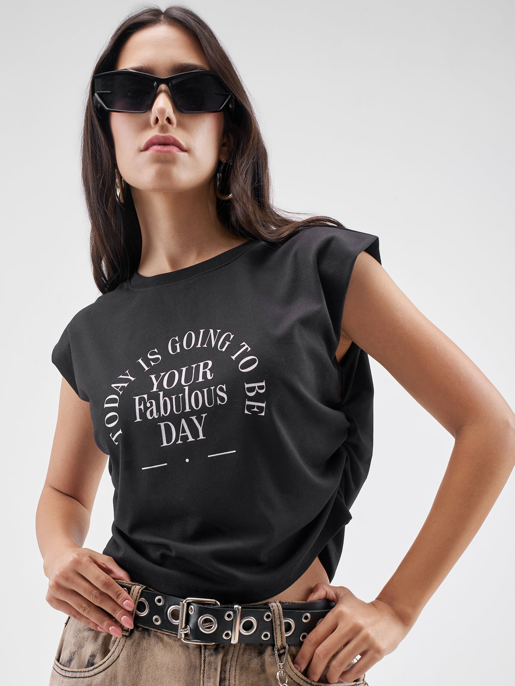 Street By Tokyo Talkies Women Black Printed Round Neck T-Shirt - Black - Image 1