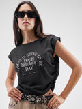 Street By Tokyo Talkies Women Black Printed Round Neck T-Shirt - Black - Image 1