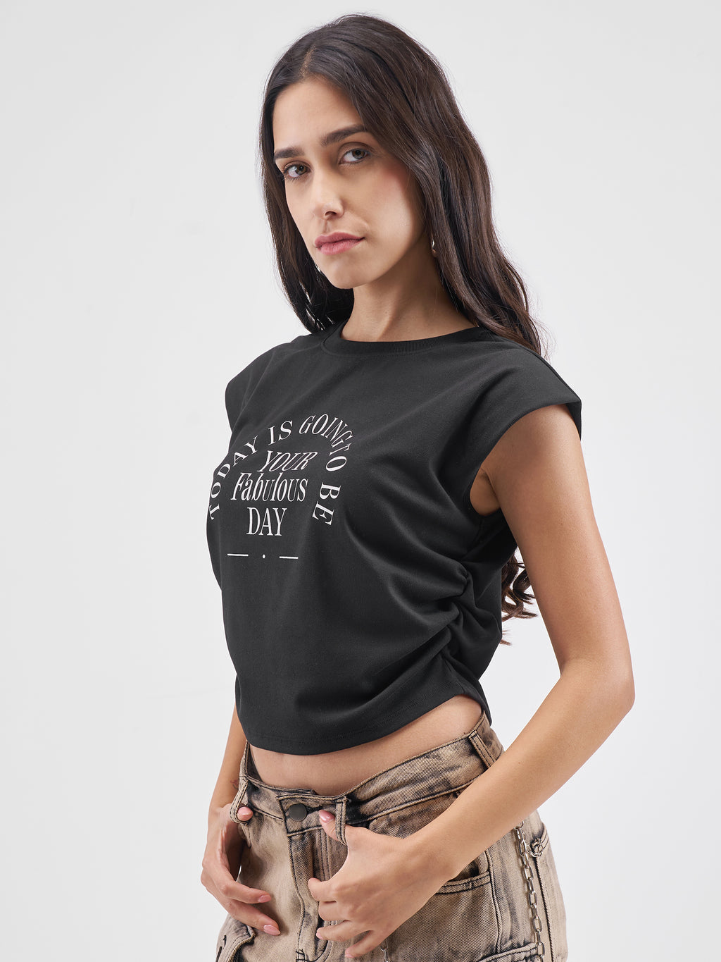 Street By Tokyo Talkies Women Black Printed Round Neck T-Shirt - Black - Image 4