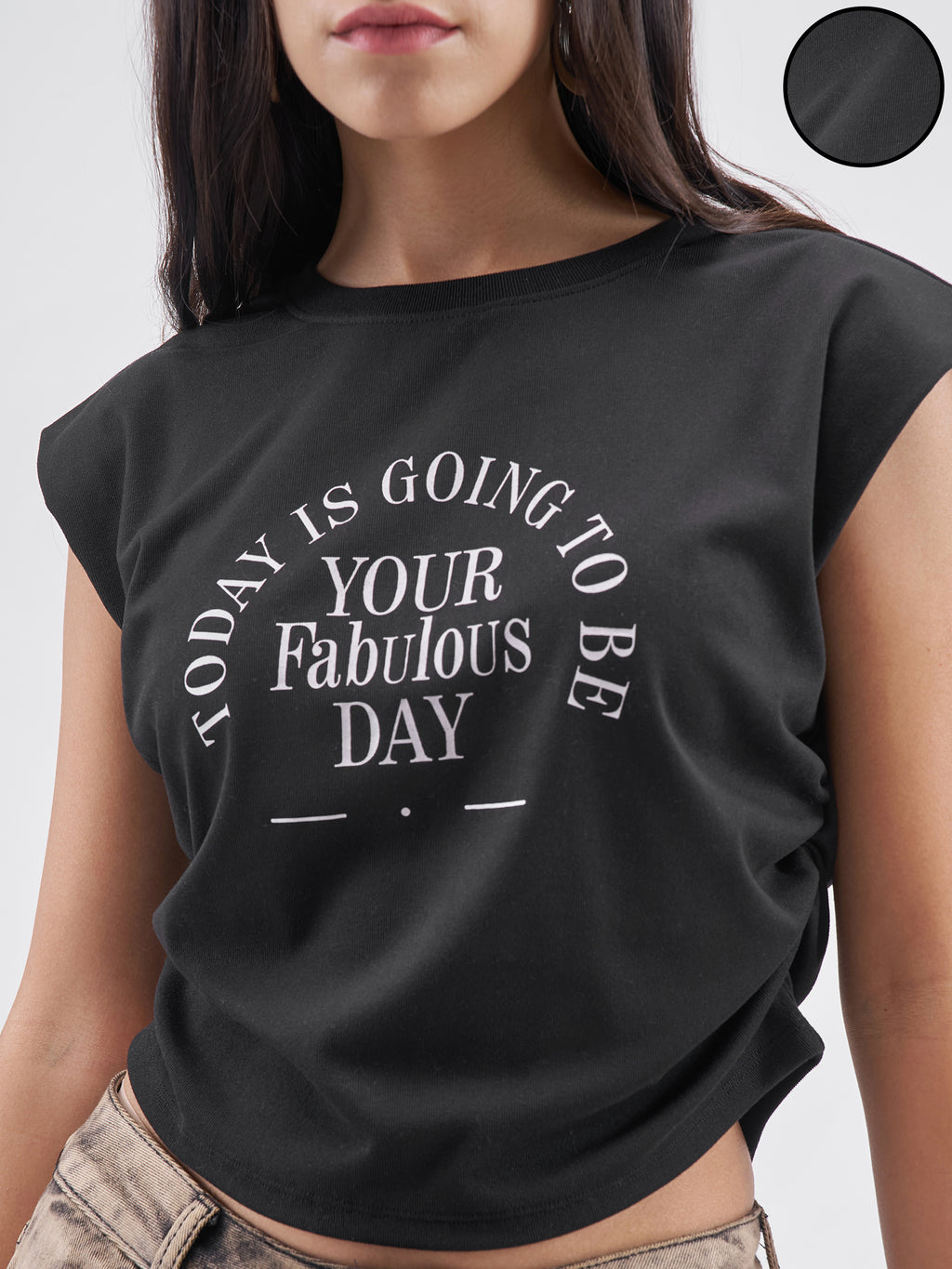 Street By Tokyo Talkies Women Black Printed Round Neck T-Shirt - Black - Image 5