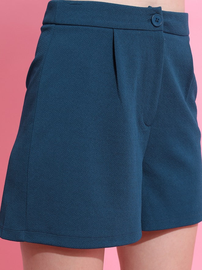 Tokyo Talkies Women Blue Regular Fit Shorts - Blue - Image 5