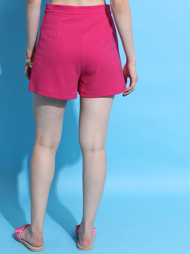 Tokyo Talkies Women Pink Regular Fit Shorts - Pink - Image 3