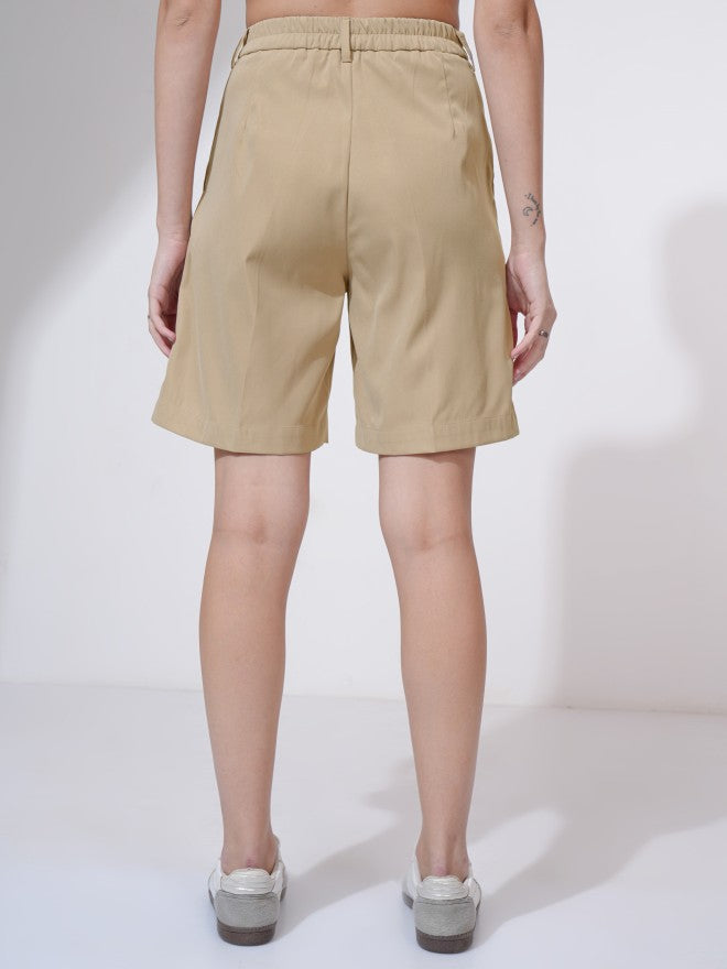 Tokyo Talkies Women Beige Regular Fit Shorts - Beige - Image 3