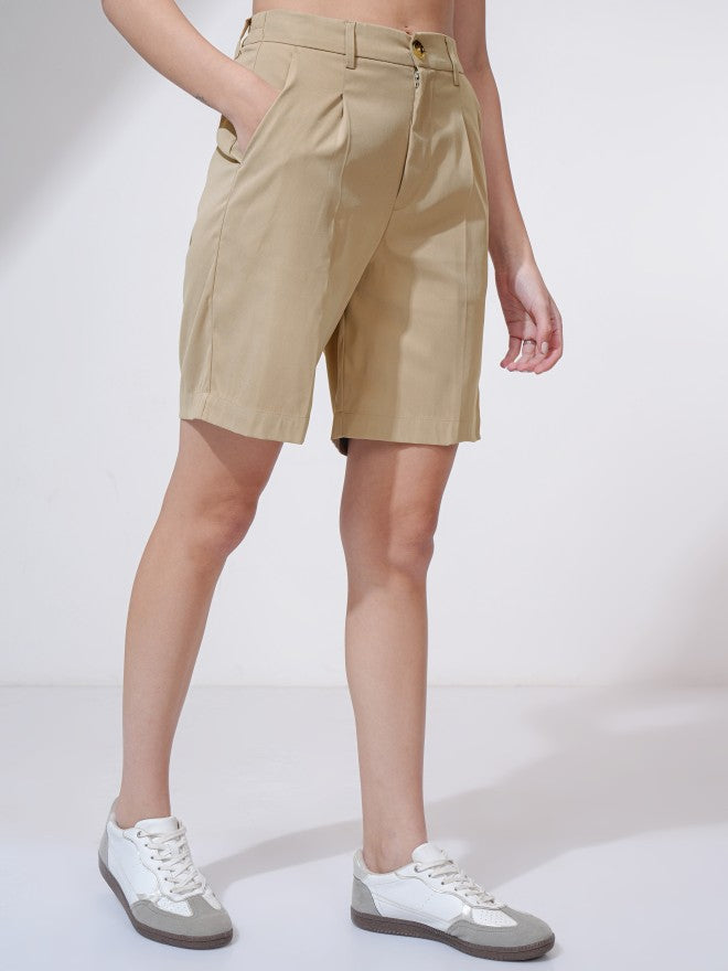Tokyo Talkies Women Beige Regular Fit Shorts - Beige - Image 6