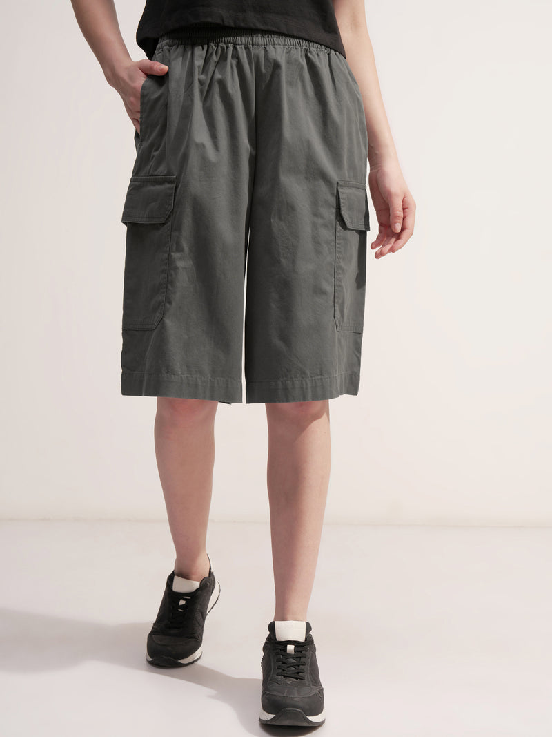 Tokyo Talkies Women Grey Regular Fit Bermuda Shorts - Grey - Image 1