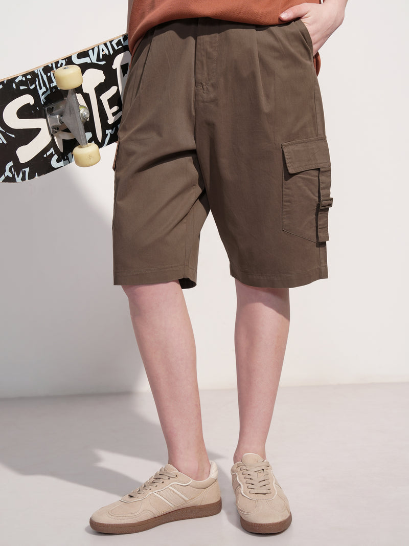 Tokyo Talkies Women Brown Baggy Cargo Shorts - Brown - Image 1