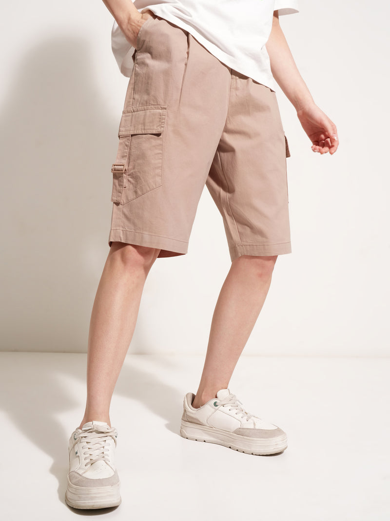 Tokyo Talkies Women Pink Baggy Cargo Shorts - Pink - Image 1