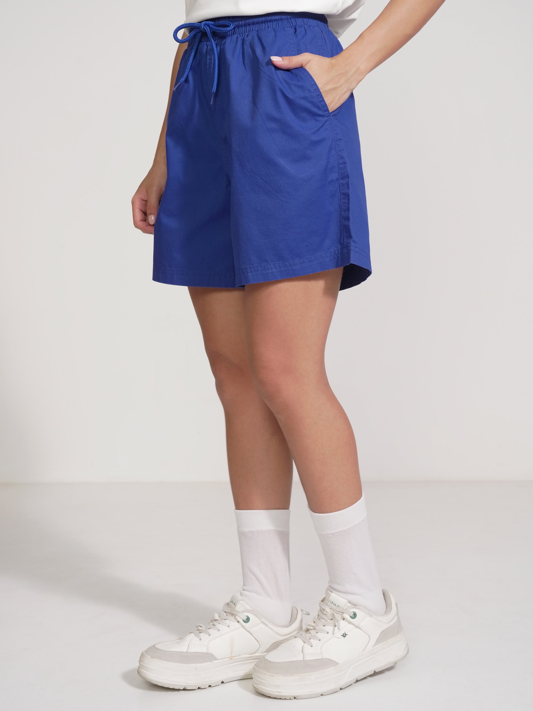 Tokyo Talkies Women Blue Regular Fit Shorts - Blue - Image 4