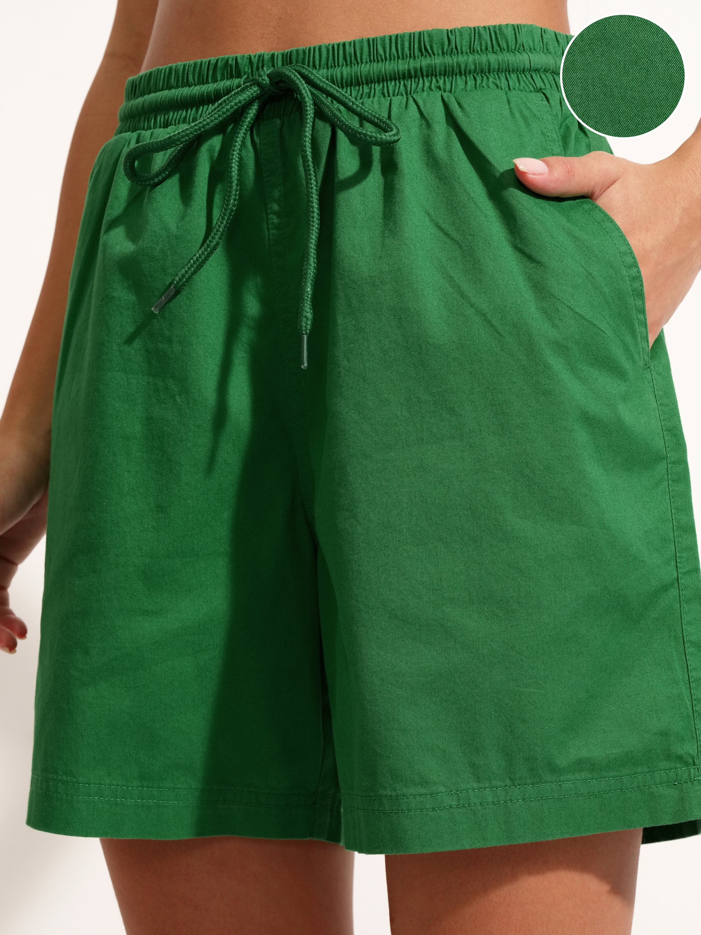 Tokyo Talkies Women Green Regular Fit Shorts - Green - Image 5