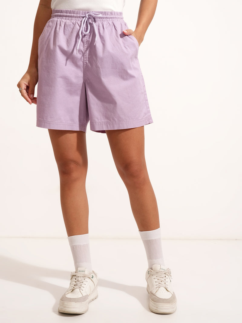 Tokyo Talkies Women Purple Regular Fit Shorts - Purple - Image 1
