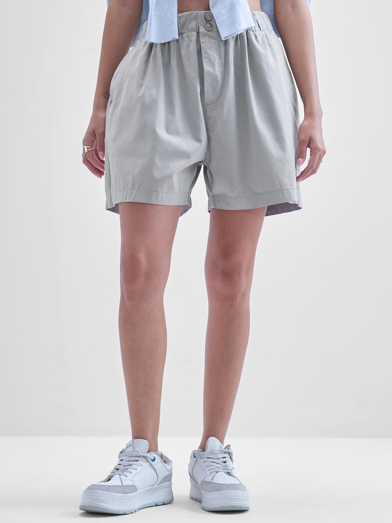 Tokyo Talkies Women Grey Regular Fit Shorts - Grey - Image 1