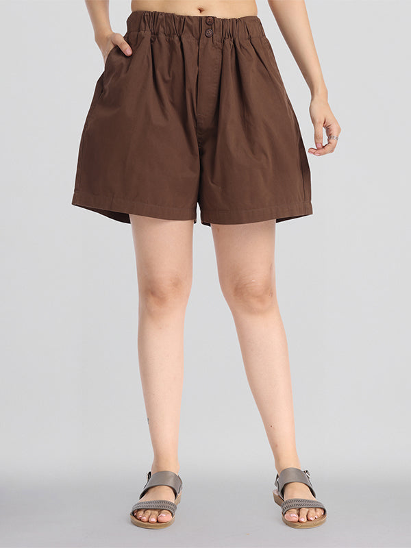 Basics By Tokyo Talkies Women Brown Regular Fit Regular Shorts - Brown - Image 1