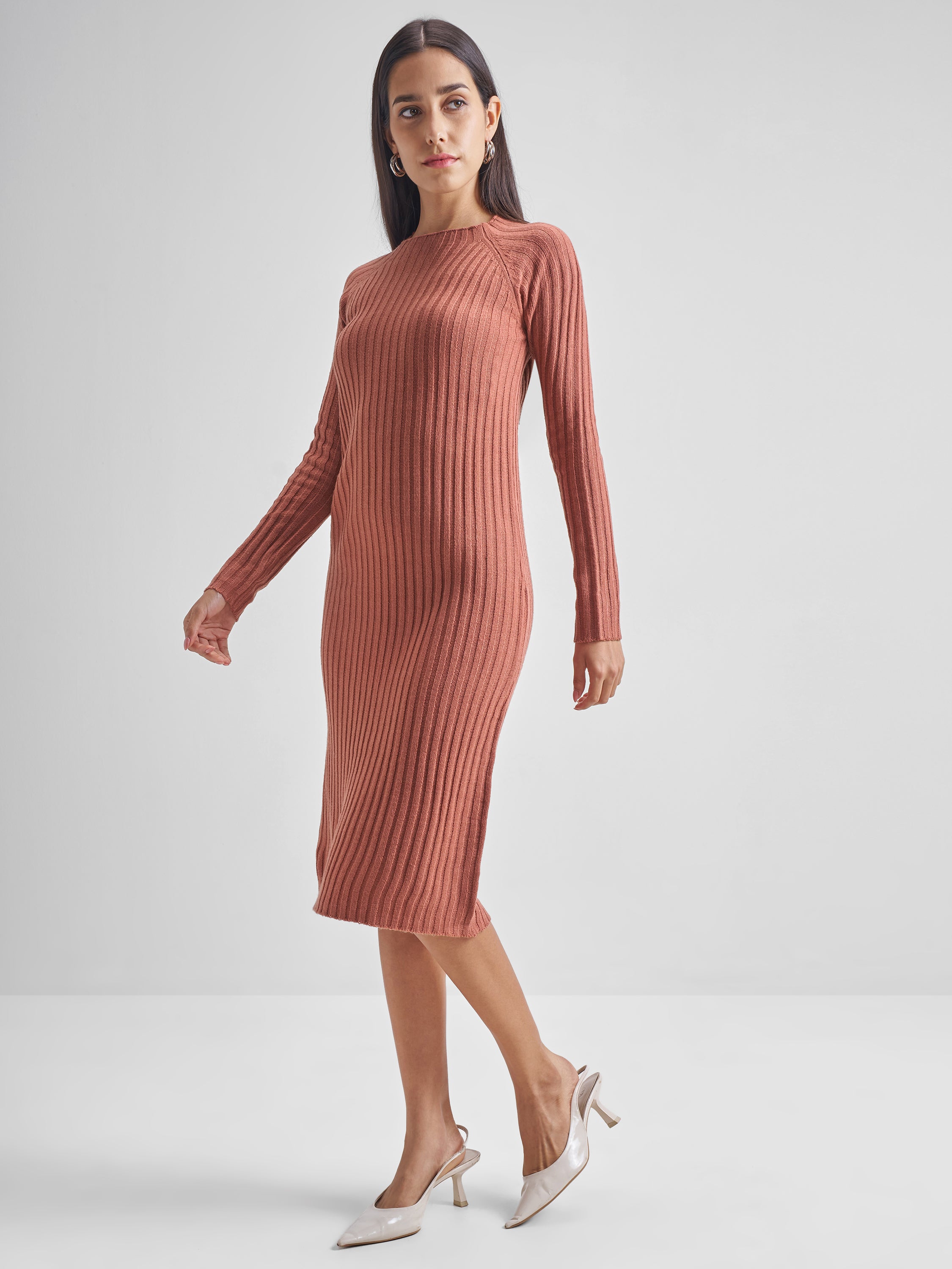 Tokyo Talkies Womens Canyon Rose Round Neck Lougline Sweater - Rose - Image 4