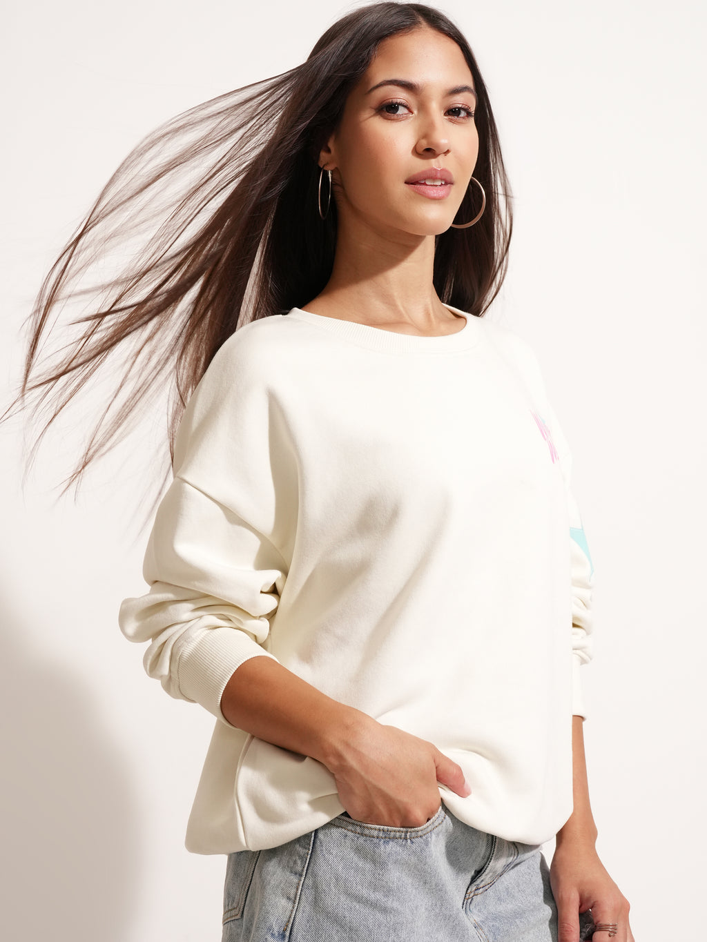 DC By Tokyo Talkies Women White Wonder Woman Printed Pullover Round Neck Sweatshirt - White - Image 6