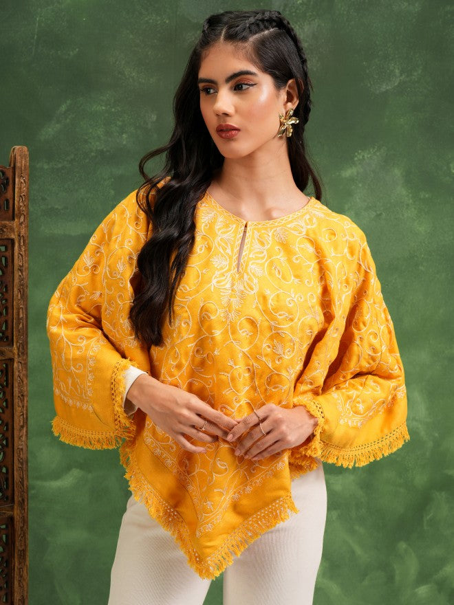 Vishudh Women Yellow Embroidered Top - Yellow - Image 1