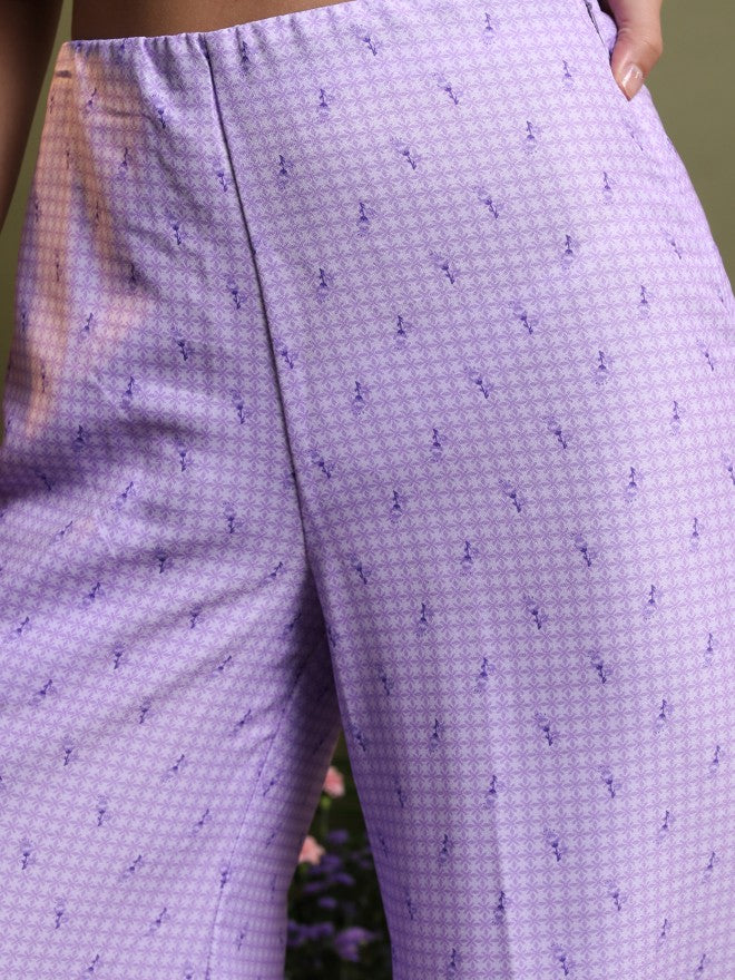 Vishudh Women Lavender Top With Palazzo - Lavender - Image 7