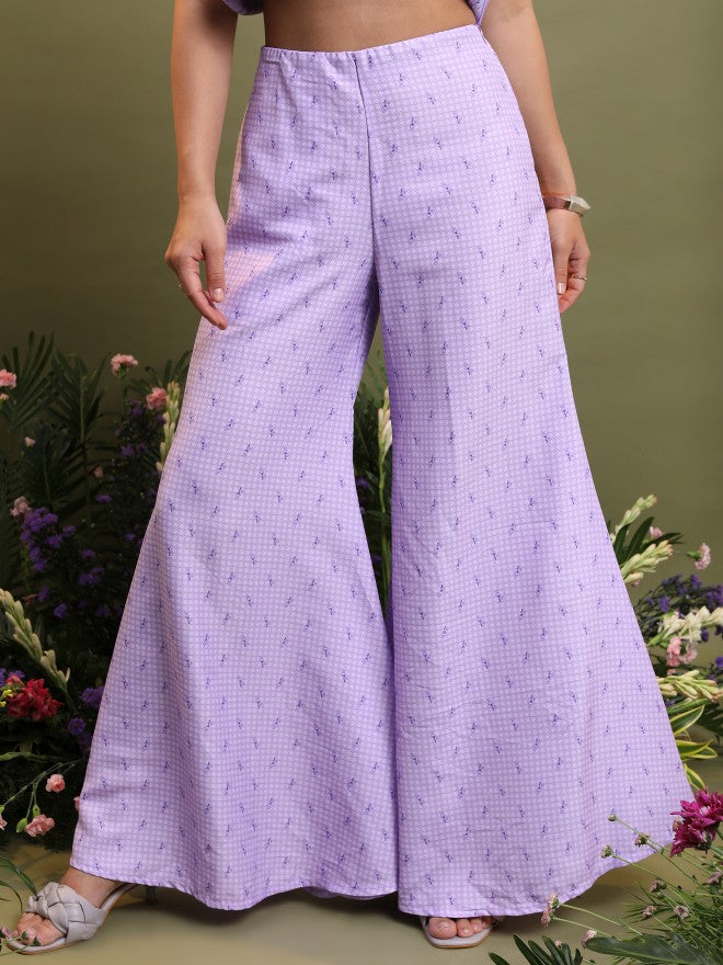 Vishudh Women Lavender Top With Palazzo - Lavender - Image 8