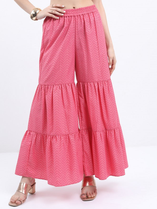 Vishudh Women Pink Printed Kurta With Sharara - Pink - Image 6