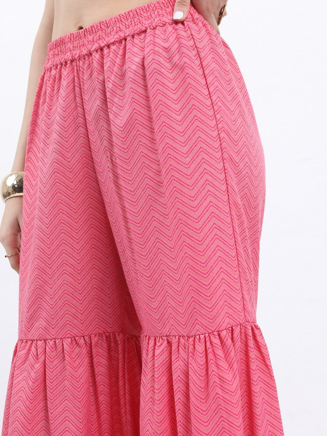 Vishudh Women Pink Printed Kurta With Sharara - Pink - Image 7