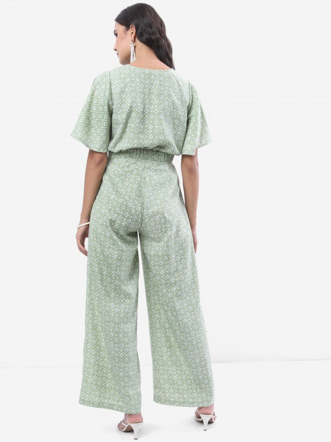 Vishudh Women Green Printed Top With Palazzo - Green - Image 3