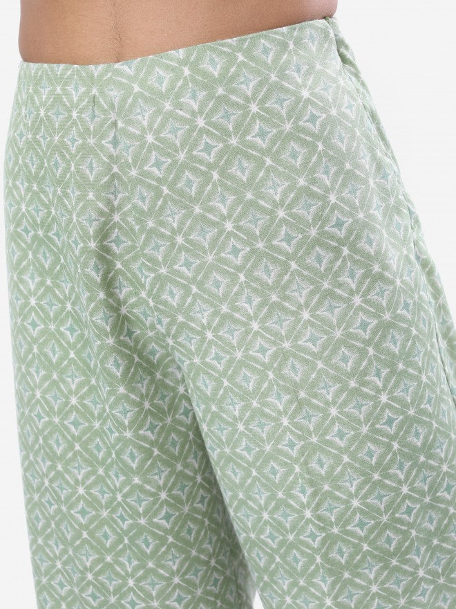Vishudh Women Green Printed Top With Palazzo - Green - Image 6