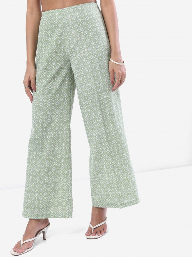 Vishudh Women Green Printed Top With Palazzo - Green - Image 7