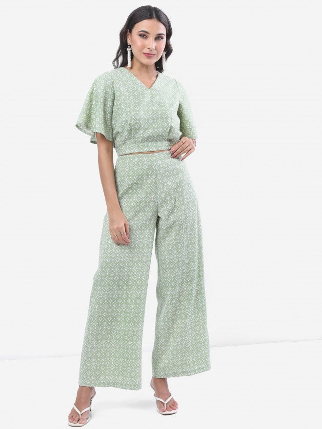 Vishudh Women Green Printed Top With Palazzo - Green - Image 8