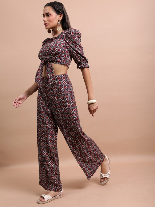 Vishudh Women Red Top With Palazzo - Red - Image 4