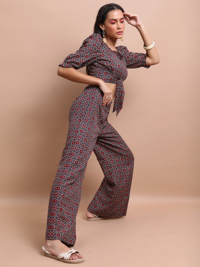 Vishudh Women Red Top With Palazzo - Red - Image 6